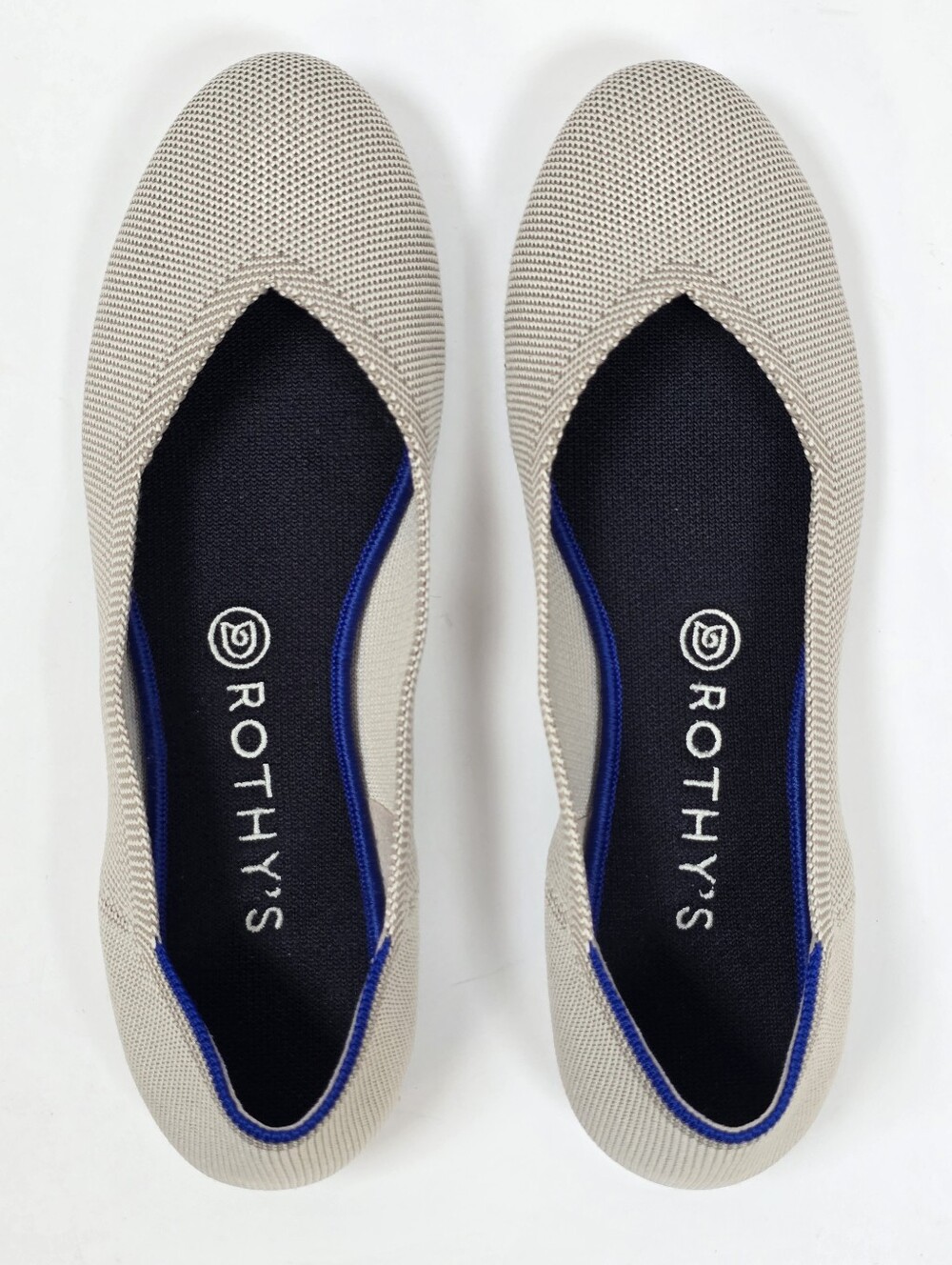 Rothy's The Flat Light Gray Flax Birdseye Knit Slip On Ballet Flats Sz.9.5